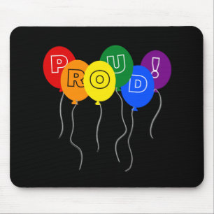 Tapis De Souris Fiers ballons couleur LGBTQ Pride - Noir