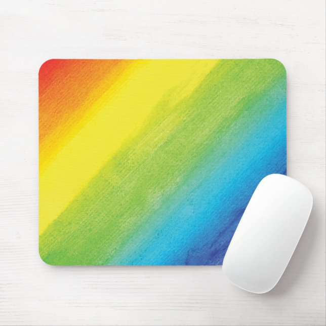 Tapis De Souris Fierté d'aquarelle arc-en-ciel brillante et vive (Avec souris)