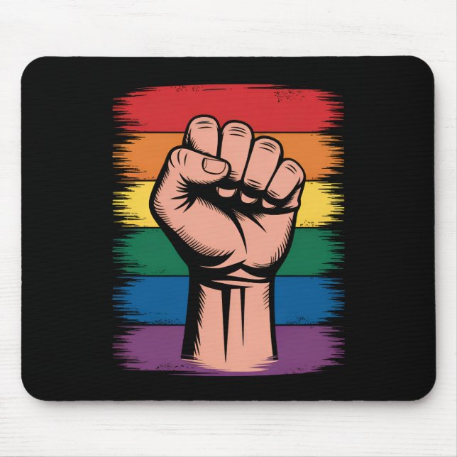 Tapis De Souris Fierté du poing levé arc-en-ciel LGBTQ soutien dro (Devant)