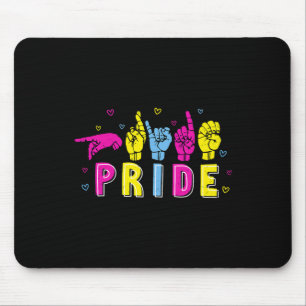 Tapis De Souris Fierté manuelle Asl Pan Signe arc-en-ciel Langue d