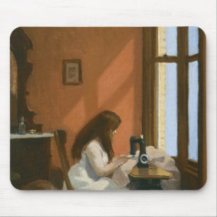 Tapis De Souris Fille à une machine à coudre (par Edward Hopper)