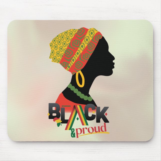 Tapis De Souris Fille Africaine Américaine Noire Et Fière (Devant)