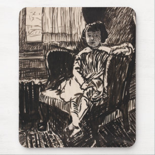Tapis De Souris Fille assise à la chaise (vers 1917-1918) Toile Im