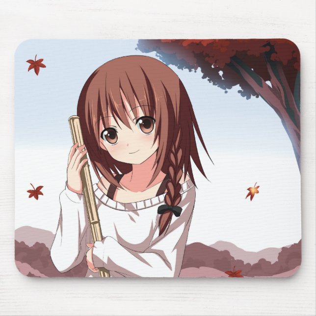 Tapis De Souris Fille automnale Mousepad de Momiji de feuille (Devant)