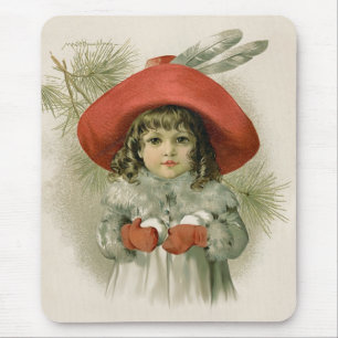 Tapis De Souris Fille aux boules de neige