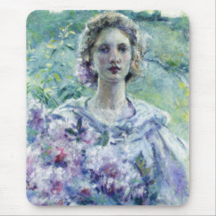 Tapis De Souris Fille aux fleurs violettes (par Robert Reid)