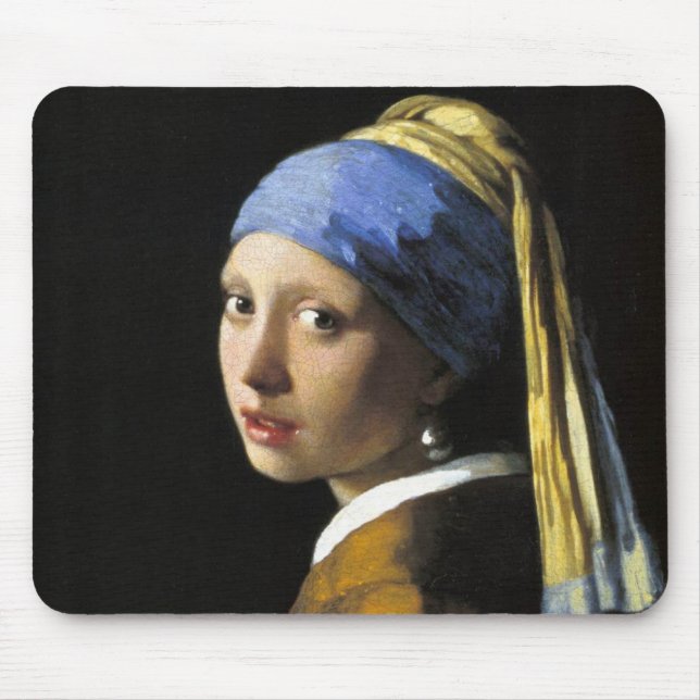 Tapis De Souris Fille avec une boucle d'oreille de perle (Devant)
