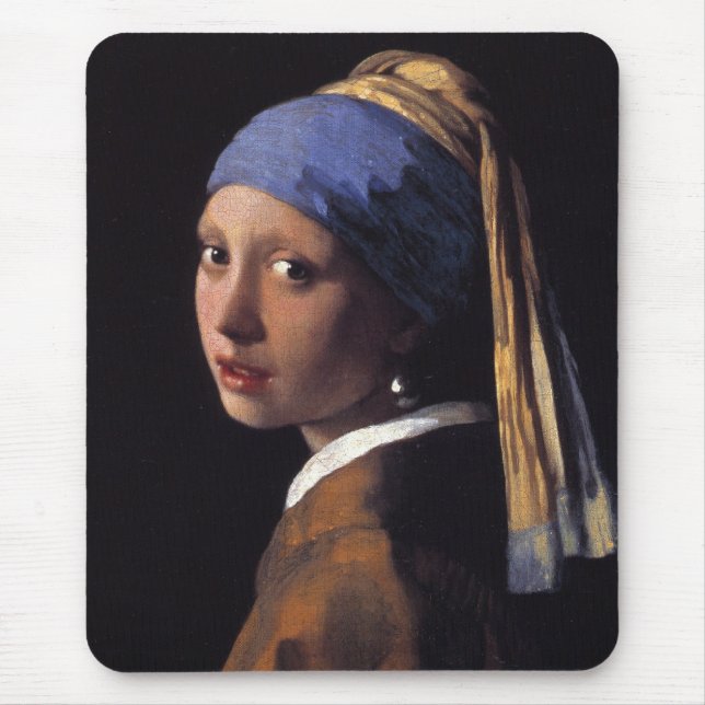 Tapis De Souris Fille avec une boucle d'oreille de perle (Devant)