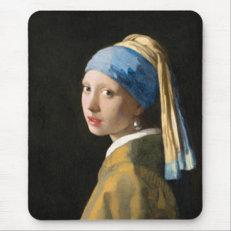 Tapis De Souris Fille avec une perle à oreille par Johannes Vermee