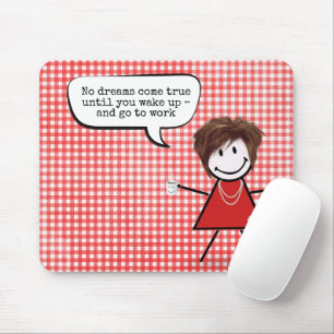 Tapis De Souris Fille Bâton Avec Tasse à Café sur Gingham