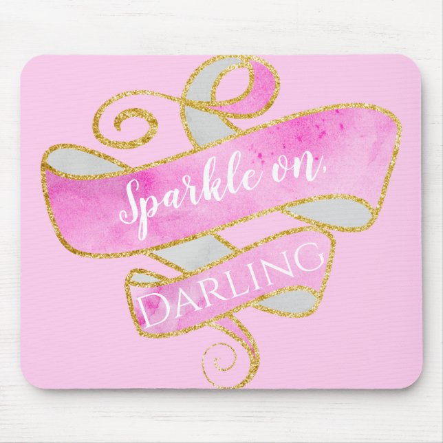 Tapis De Souris Fille Blush Parties scintillant Or Rose Étinceler, (Devant)