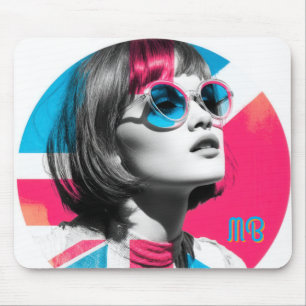 Tapis De Souris Fille Chic Rétro Pop Art 
