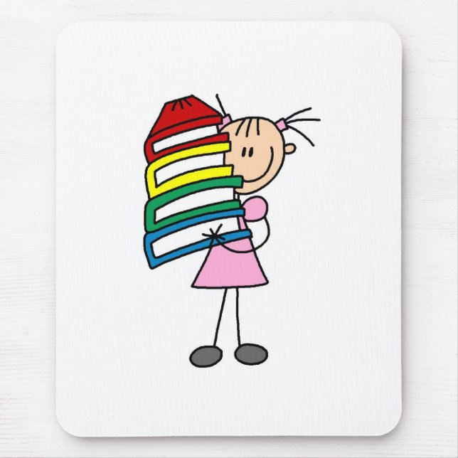 Tapis De Souris Fille de bâton avec des livres (Devant)