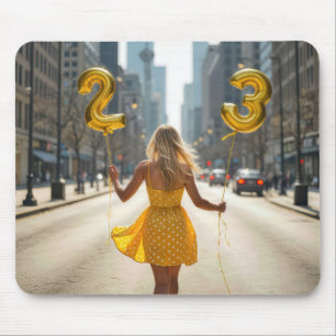 Tapis De Souris Fille de Chicago avec ballons de fête