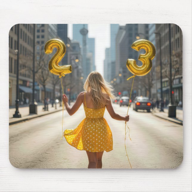 Tapis De Souris Fille de Chicago avec ballons de fête (Devant)