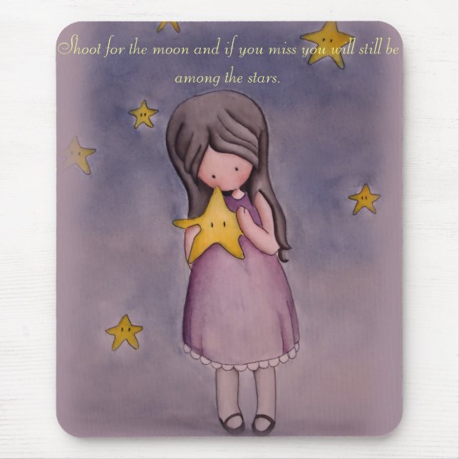 Tapis De Souris Fille et citation inspirée Mousepad d'étoiles de (Devant)