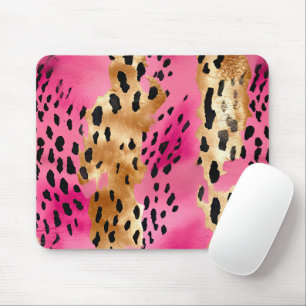 Tapis De Souris Fille Glam or rose léopard noir