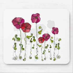 Tapis De Souris Fille mignonne rose et rouge Retro Floral