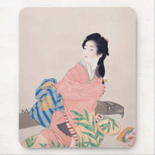 Tapis De Souris Fille Miyuki (élégante dame japonaise, art asiatiq