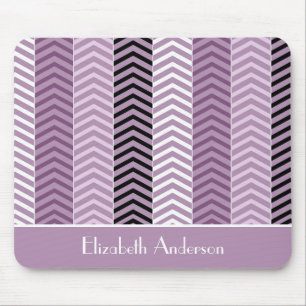 Tapis De Souris Fille Purple Chevron Stripes Motif Avec Nom