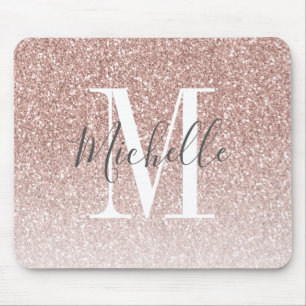 Tapis De Souris Fille Rose Gold Blush Parties scintillant rose Nom