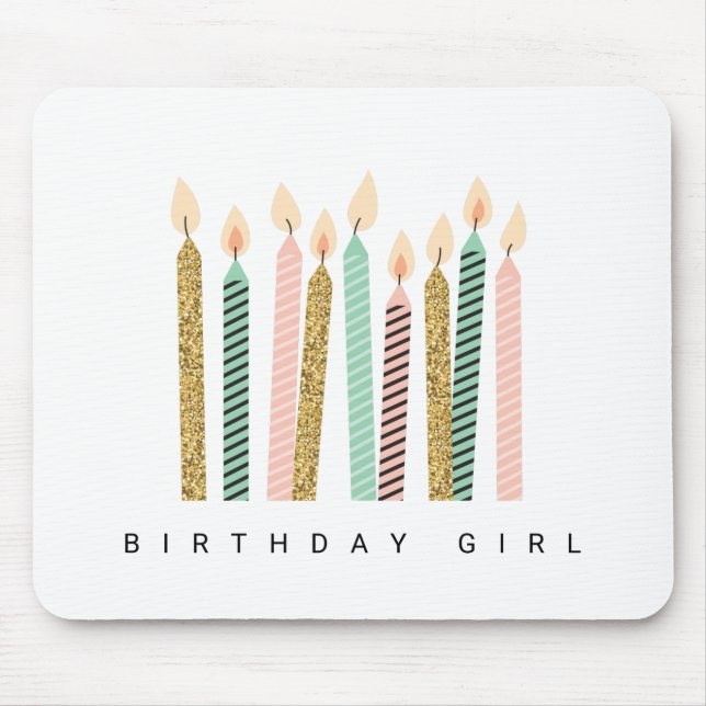 Tapis De Souris Fille Rose Or Anniversaire Joyeux Anniversaire Jol (Devant)