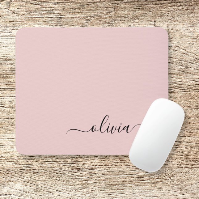 Tapis De Souris Fille rose rousse Vierge Script Monogramme Nom Mod (Créateur téléchargé)