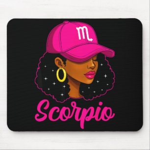 Tapis De Souris Fille Scorpion Casquette Rose Zodiaque Anniversair