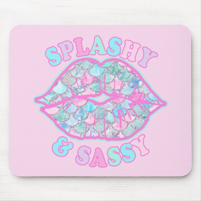 Tapis De Souris Fille Splashy & Sassy Rose Turquoise Mermaid Kiss (Devant)