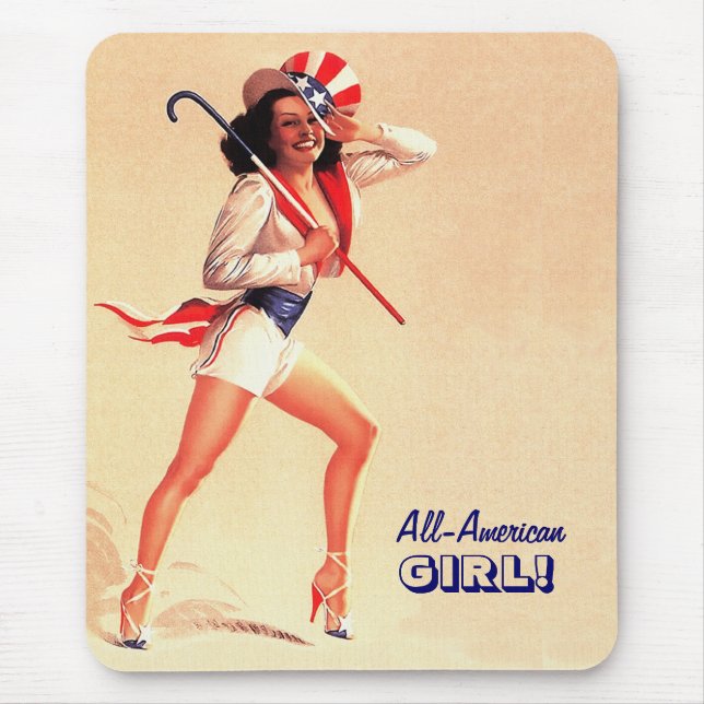 Tapis De Souris Fille toute-américaine. Armoire rétro (Devant)