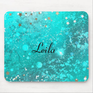 Tapis De Souris Fille Turquoise Aqua Blue Parties scintillant Étin