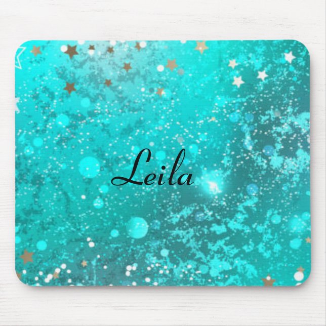 Tapis De Souris Fille Turquoise Aqua Blue Parties scintillant Étin (Devant)