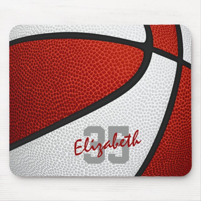 Tapis De Souris filles blanches rouges garçons sport basketball (Devant)