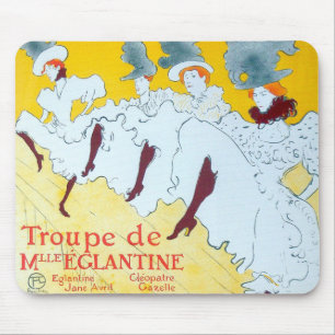Tapis De Souris Filles dansant l'affiche jaune Art de Tolouse-Laut