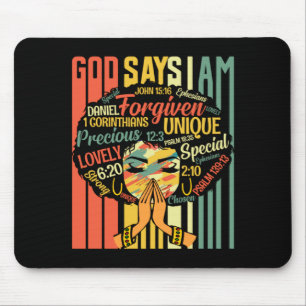 Tapis De Souris Filles Noires Dieu Dit Que Je Suis Mois D'Histoire