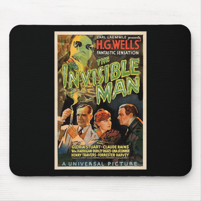 Tapis De Souris Film D'Horreur Rétro S Monstres Halloween (Devant)