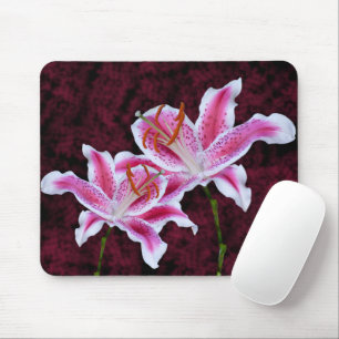 Tapis De Souris Fin rose et blanche de lis d'astronome vers le