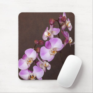 Tapis De Souris Fin violette et blanche d'orchidée vers le haut d
