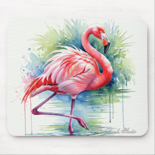 Tapis De Souris Flamant rose aquarelle Mousepad