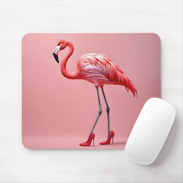Tapis De Souris Flamant rose Avec Chaussures Rouges (Avec souris)