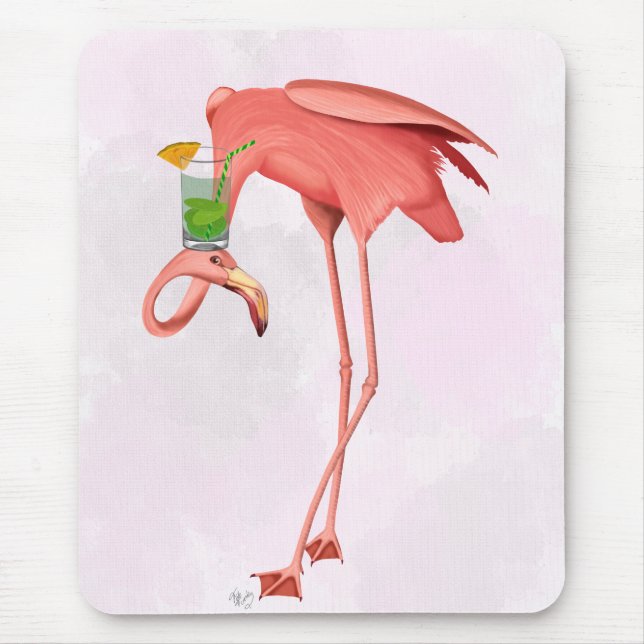 Tapis De Souris Flamant rose avec Cocktail (Devant)