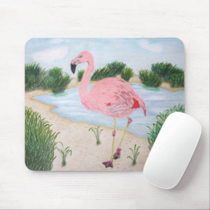 Tapis De Souris Flamant rose dans le marais Mousepad