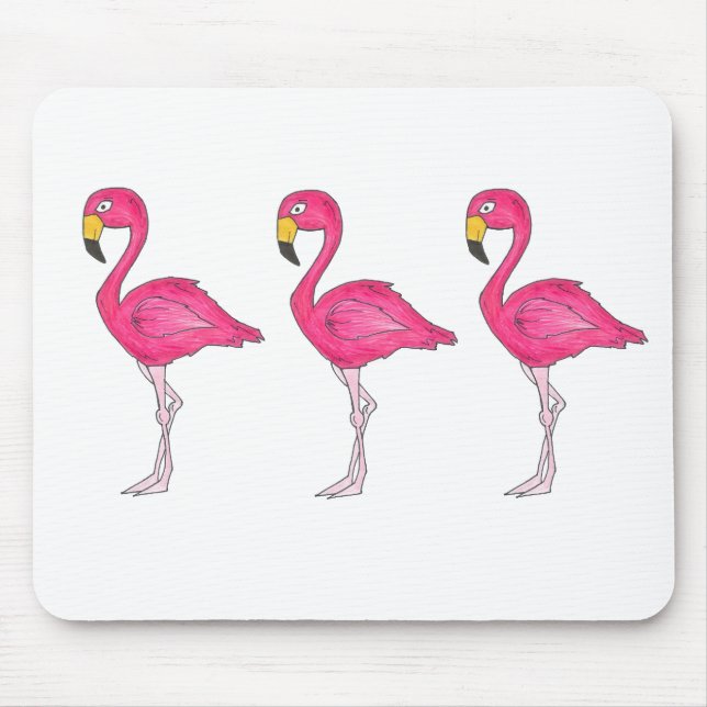 Tapis De Souris Flamants roses de Flamant rose rose aux oiseaux tr (Devant)