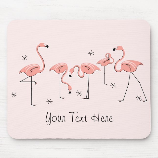Tapis De Souris Flamants roses Groupe rose "Texte" mousepad (Devant)