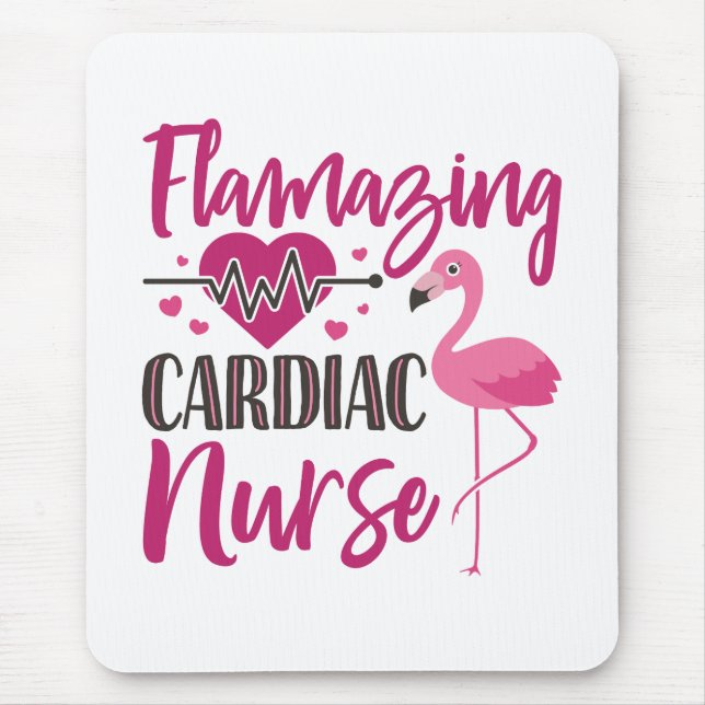 Tapis De Souris Flamazing Cardiac Nurse Flamant rose de soins infi (Devant)