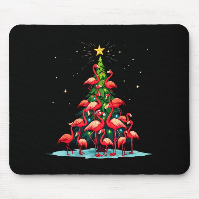 Tapis De Souris Flamingo Christmas Tree Funny Nkie Holiday Flaming (Devant)