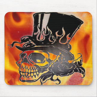 Tapis De Souris Flammes et roses Mousepad de casquette supérieur