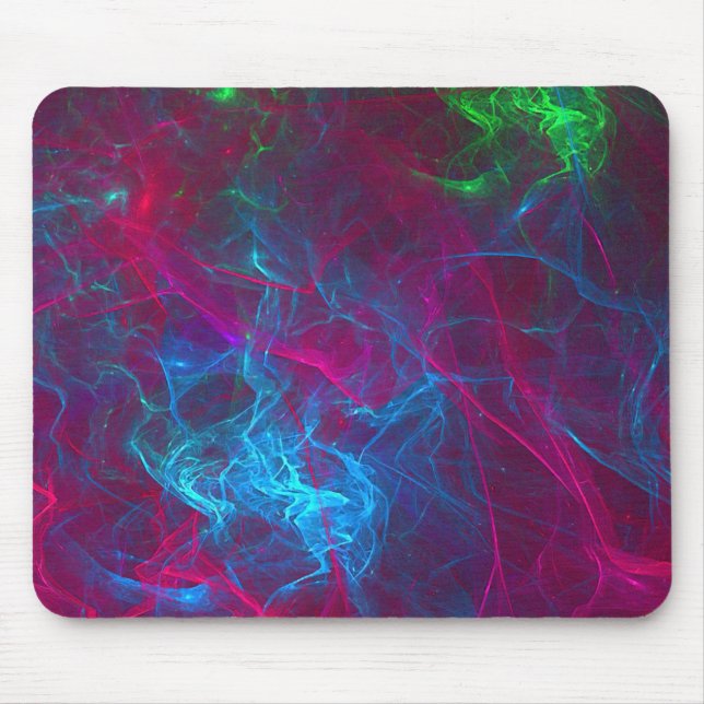 Tapis De Souris Flammes fractales Abstraites rose violet bleu vert (Devant)