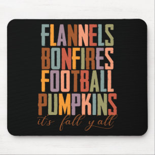 Tapis De Souris Flannels Bonfires Footbyll Citrouilles It's Fall Y
