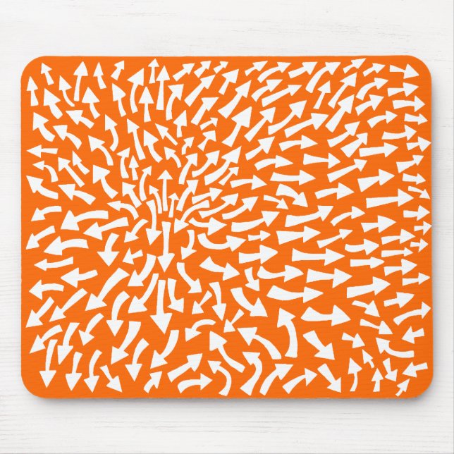 Tapis De Souris Flèches - Blanc sur orange FF6600 (Devant)